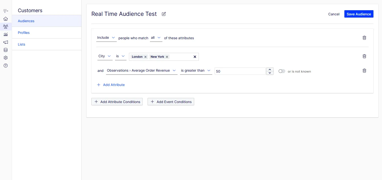 ODP Real-Time Audiences Example