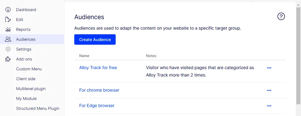 ODP Real-Time Audiences Example CMS