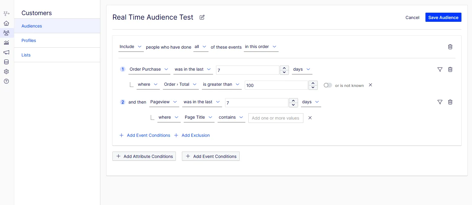 ODP Real-Time Audiences Example